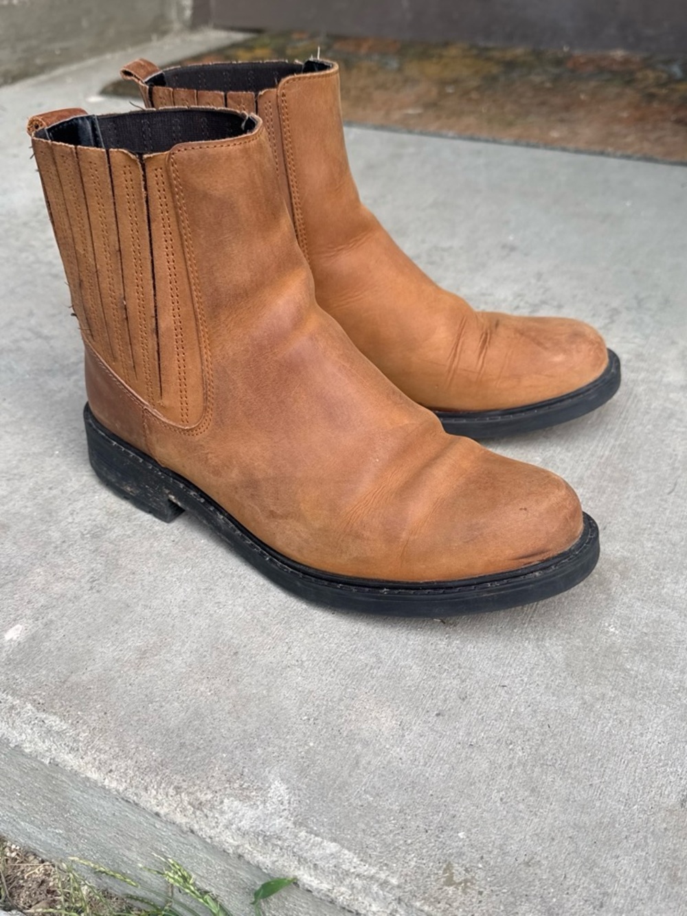 Women’s Clarks Orinoco2 Mid Tan Leather Stretch Chelsea Ankle Boots Sz 9.5